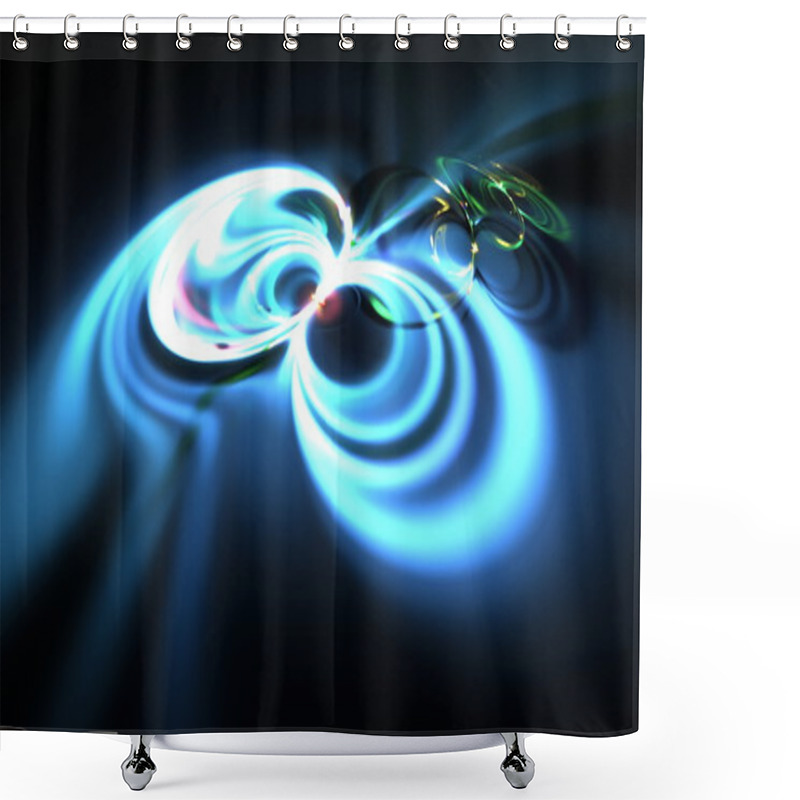 Personality  3D Abstract Figure From Spirals, Blue Waves And Plasma.Fractal Art Graphics Shower Curtains