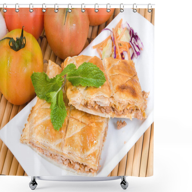 Personality  Cake Of Puff-pastry And Meat Or Pie Empanada Shower Curtains