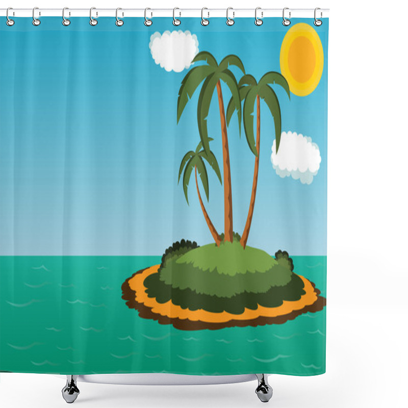 Personality  Island With Palm Trees Shower Curtains