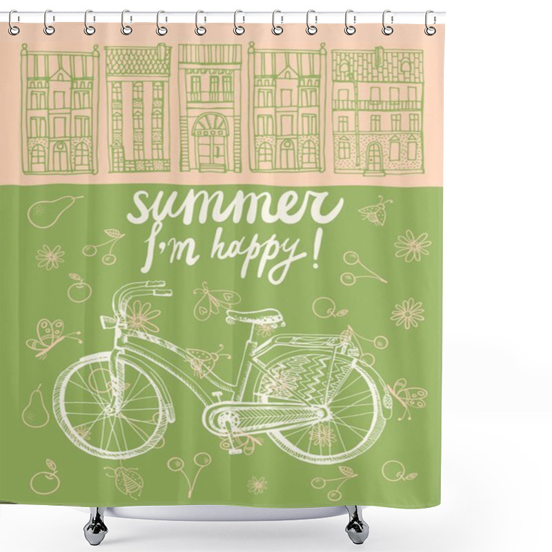 Personality  Summer City Bicycle Shower Curtains