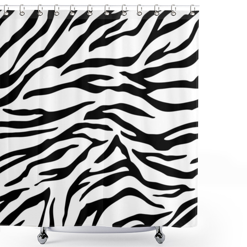 Personality  Full Seamless Wallpaper For Zebra And Tiger Stripes Animal Skin Pattern. Black And White Design For Textile Fabric Printing. Fashionable And Home Design Fit. Shower Curtains