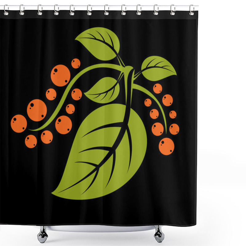 Personality  Tree Leaves With Tendrils And Orange Seeds Shower Curtains