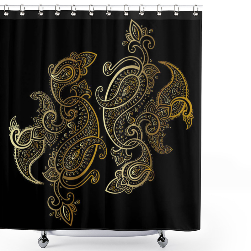 Personality  Paisley Background. Hand Drawn Ornament. Vector Illustration Shower Curtains