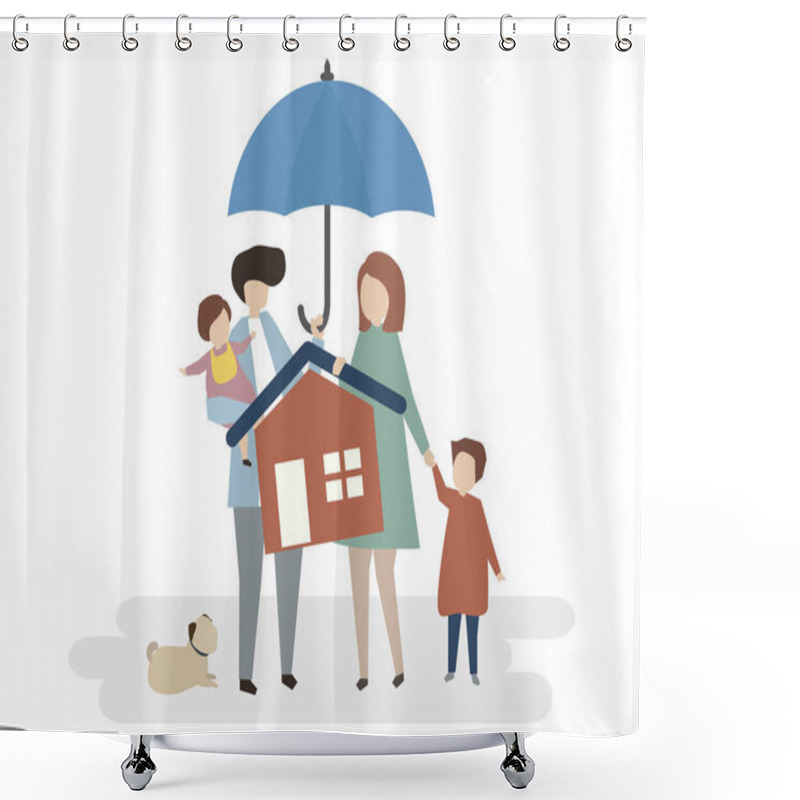 Personality  Illustration Of Home Insurance Protection Shower Curtains