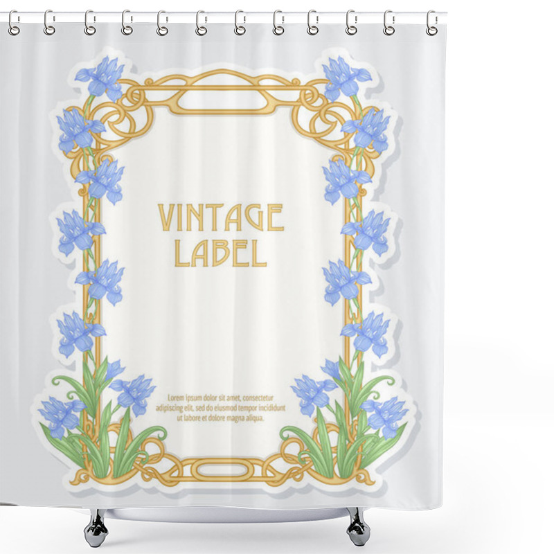 Personality  Iris Flower. Label, Frame, Border. Good For Product Label. Shower Curtains