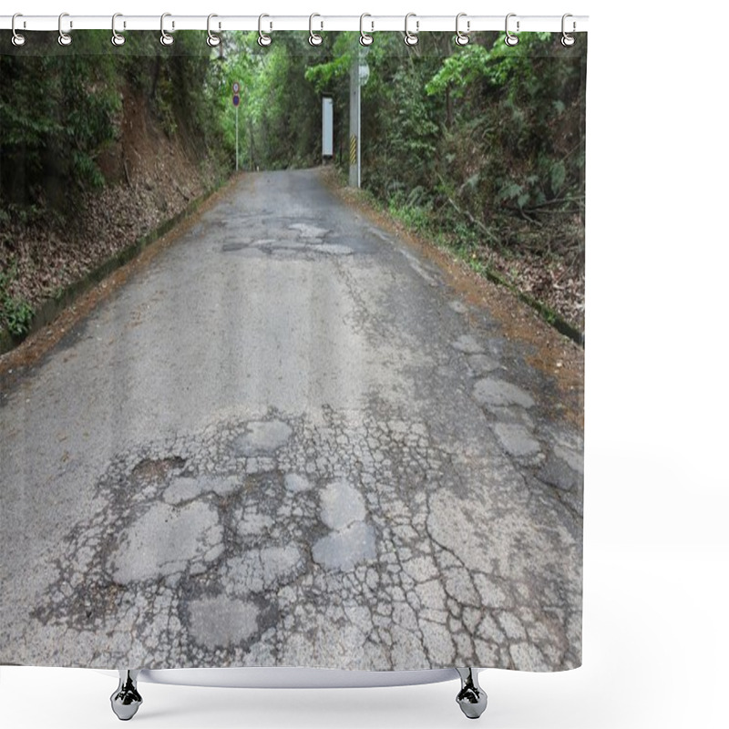 Personality  Road Damage In Japan Shower Curtains