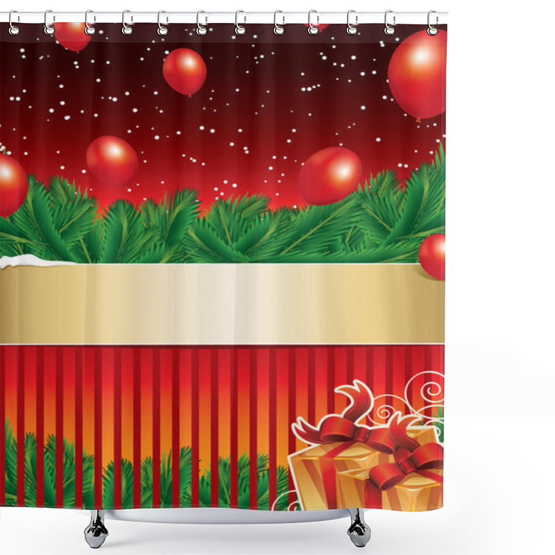 Personality  Christmas Background With Golden Ribbon Shower Curtains