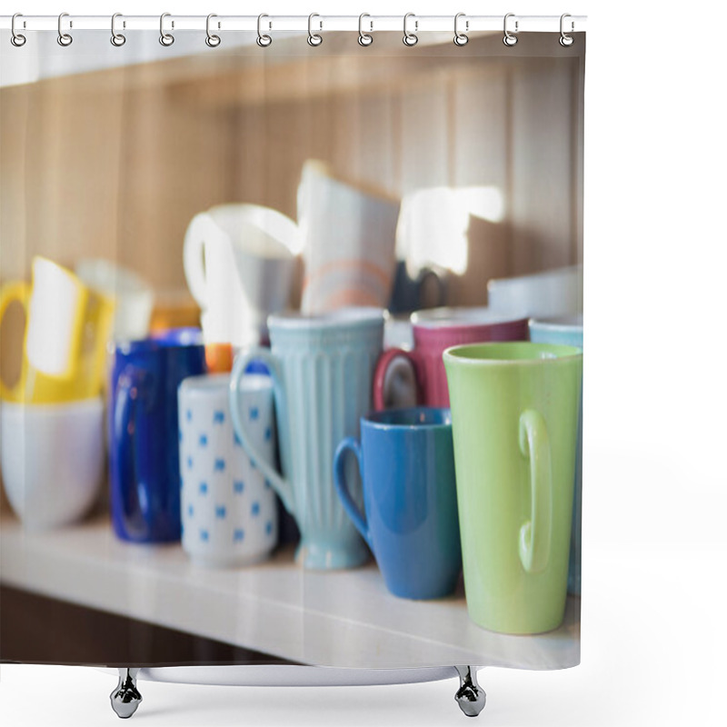 Personality  Mugs On Shelf Are Clean And Dry Shower Curtains