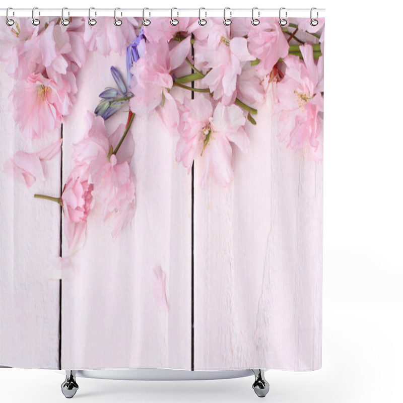 Personality  Beautiful Floral, Spring Background With Japanese Cherry Flowers Shower Curtains