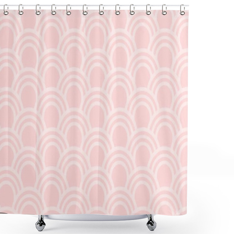 Personality  Pink Traditional Japanese Waves Seamless Pattern Shower Curtains