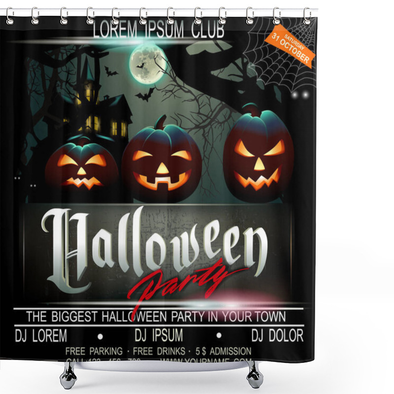 Personality  Halloween Party Flier Template. Vector Illustration Shower Curtains