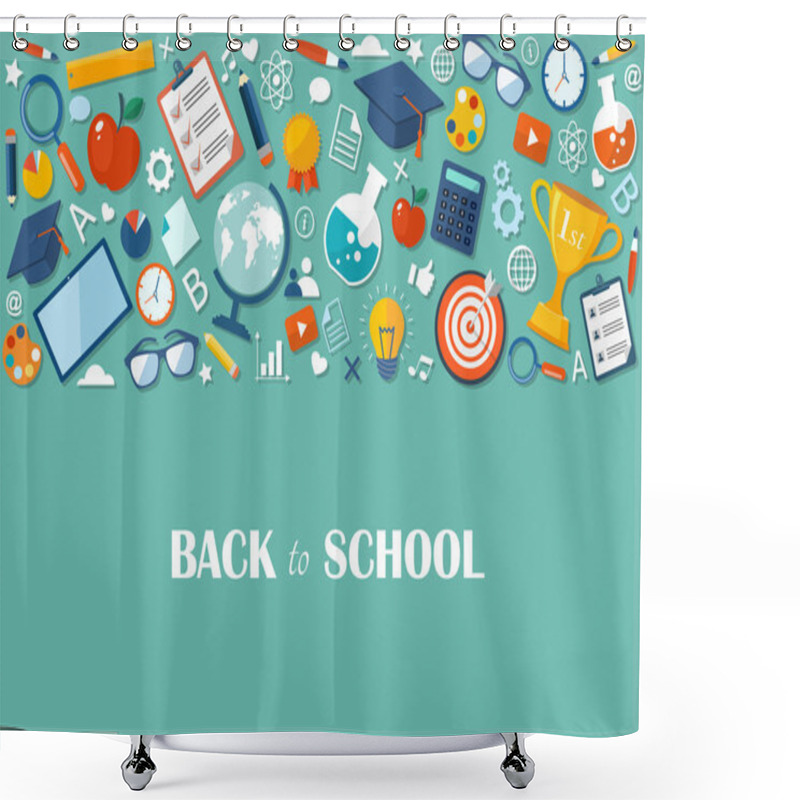 Personality  Back To School Flat Illustration Shower Curtains