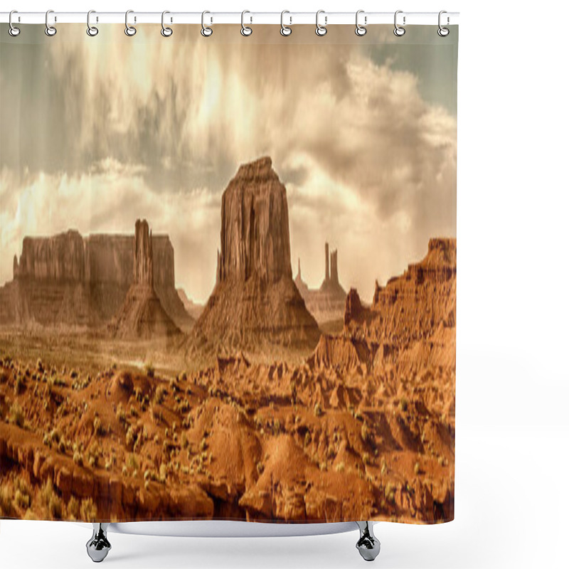 Personality  Landscape Of Monument Valley, Navajo Tribal Park, USA. Shower Curtains