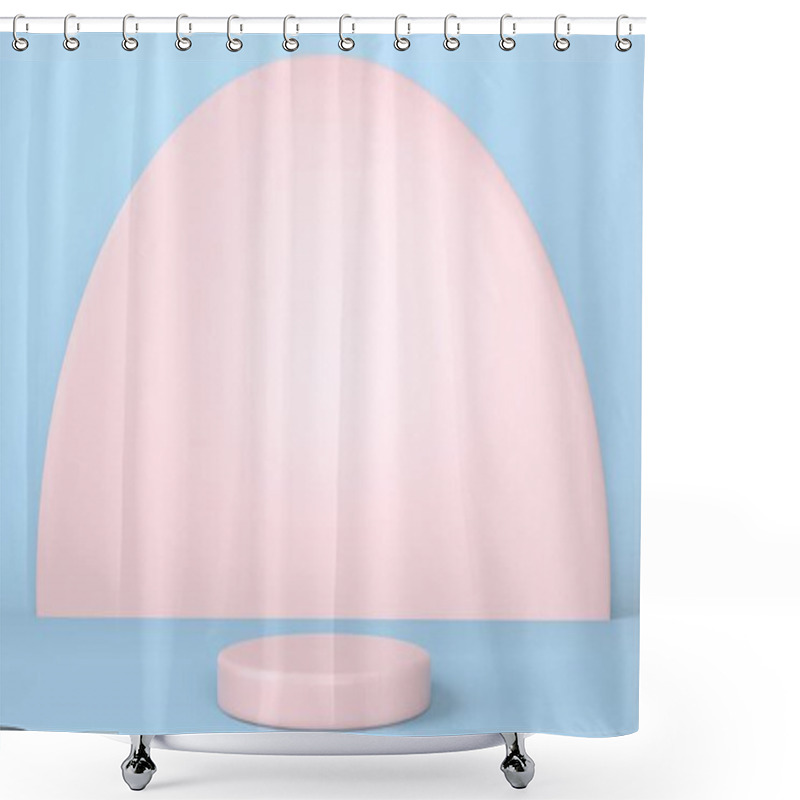 Personality  Product Podium On Pastel Background 3d. Abstract Minimal Geometry Concept. Studio Stand Platform Theme. Exhibition And Business Marketing Presentation Stage. 3d Rendering. Shower Curtains