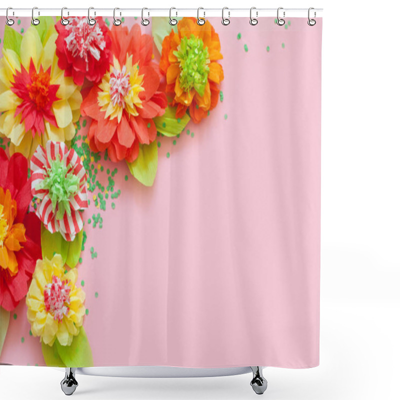 Personality  Handmade Paper Flowers On Background Shower Curtains