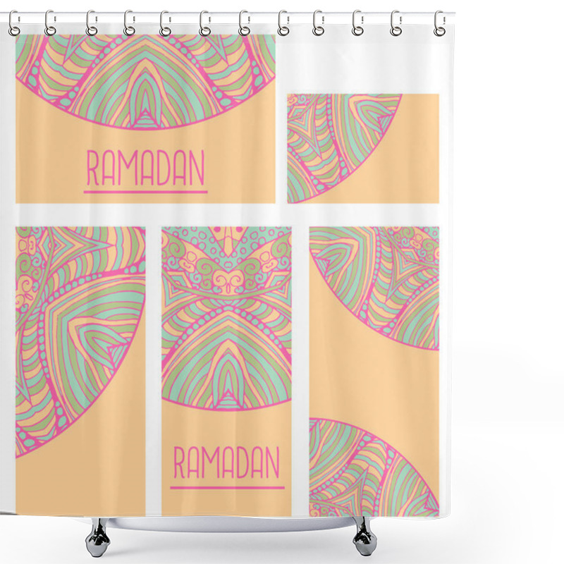 Personality  Set Of Ornamental Ethnic Cards With Mandalas Shower Curtains