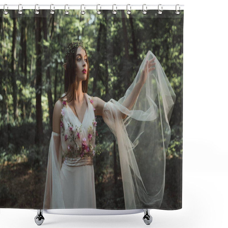 Personality  Mystic Elf In Elegant Dress With Flowers In Forest Shower Curtains