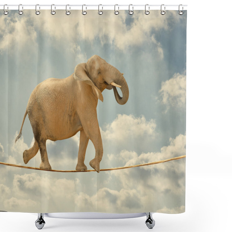 Personality  Elephant Walking On Rope Shower Curtains