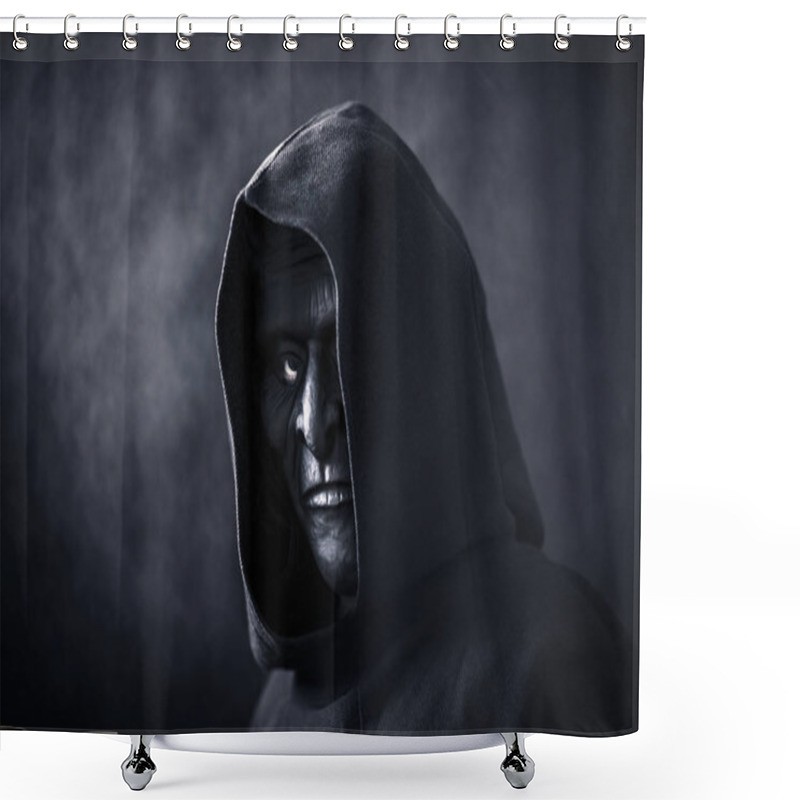 Personality  Scary Figure In Hooded Cloak With Mask Shower Curtains