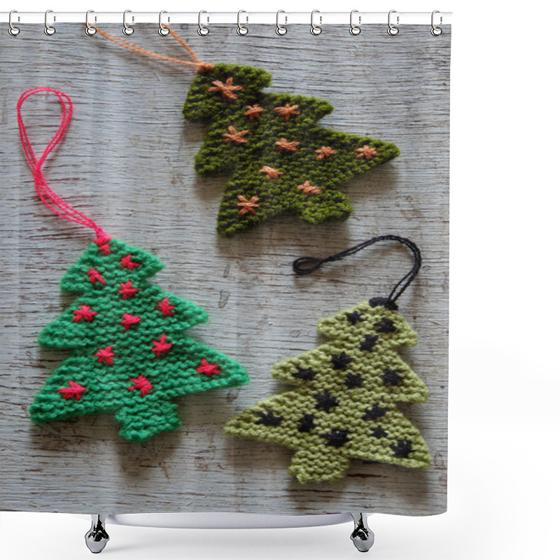 Personality  Knitted Xmas Tree, Christmas Trees Shower Curtains