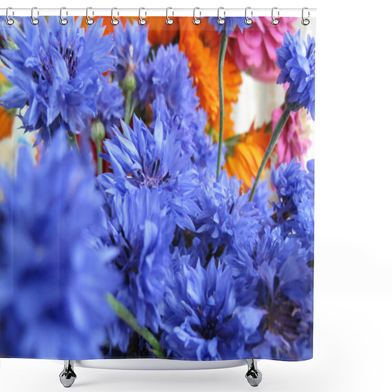 Personality  Bright Blue Cornflowers Flowers Shower Curtains