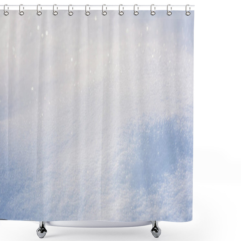 Personality  Winter Card Design. Beautiful Fluffy Snow Outdoors. Cold Landscape. Natural Winter Snow Background With Bokeh.  Shower Curtains