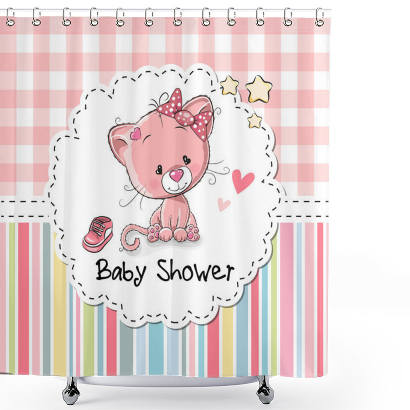 Personality  Baby Shower Greeting Card With Kitten Shower Curtains