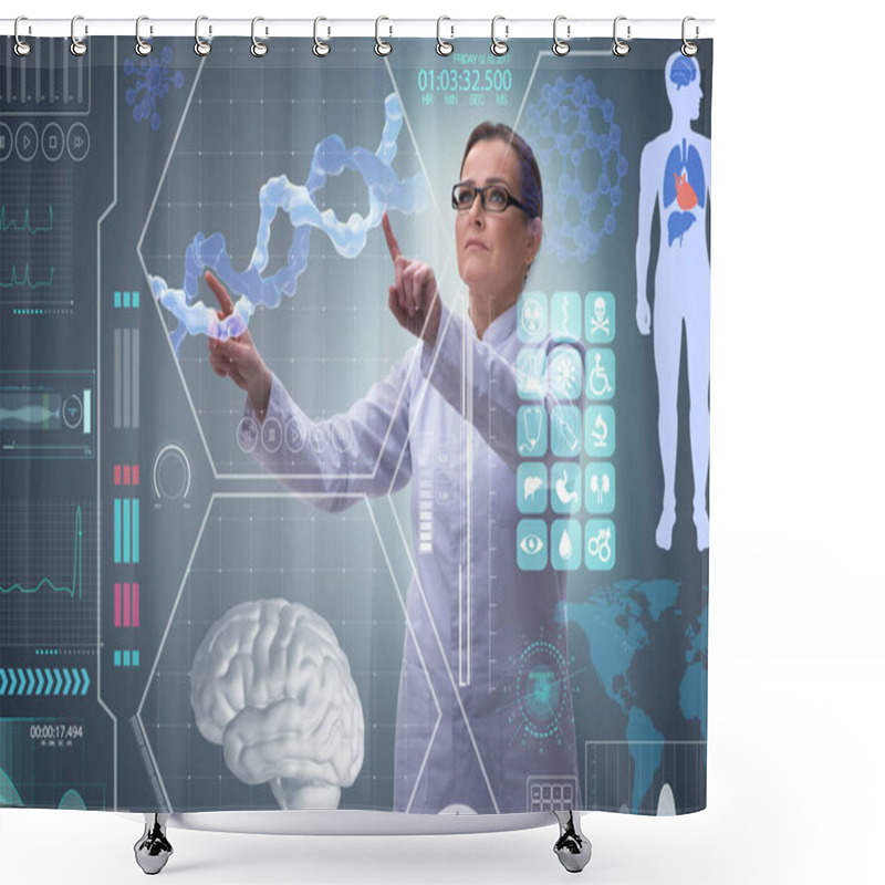 Personality  Woman Doctor In Telemedicine Mhealth Concept Shower Curtains