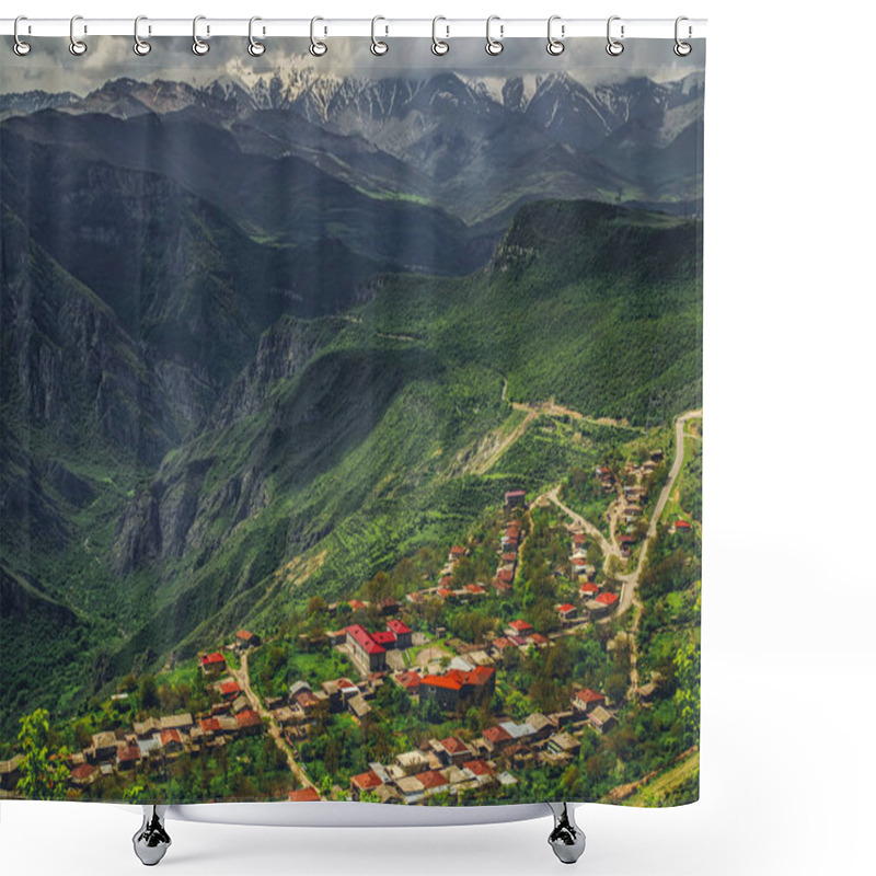 Personality  Aerial View Of Village In Mountains On Cloudy Day, Armenia Shower Curtains