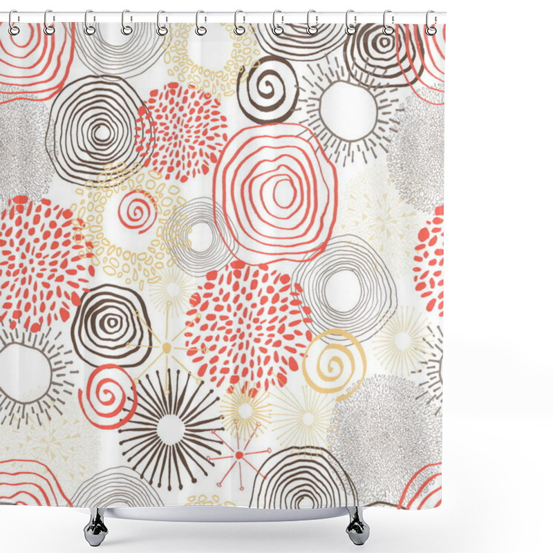 Personality  Inky Circles In Seamless Pattern Shower Curtains