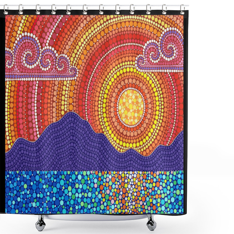 Personality  Mandala Mountain Art. Pixel Dot Art In Vector Illustration. Mountain View For Wall Design. Shower Curtains