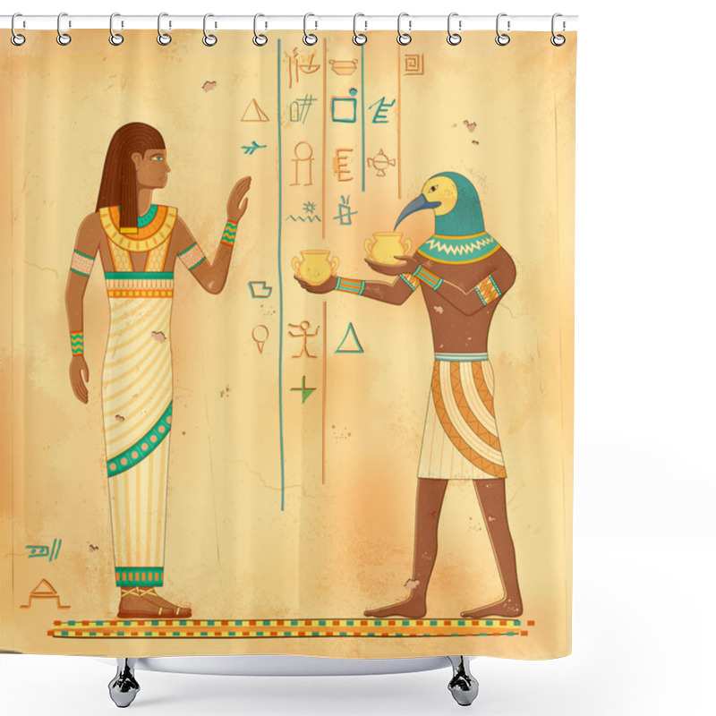 Personality  Egyptian Art Of Human Shower Curtains