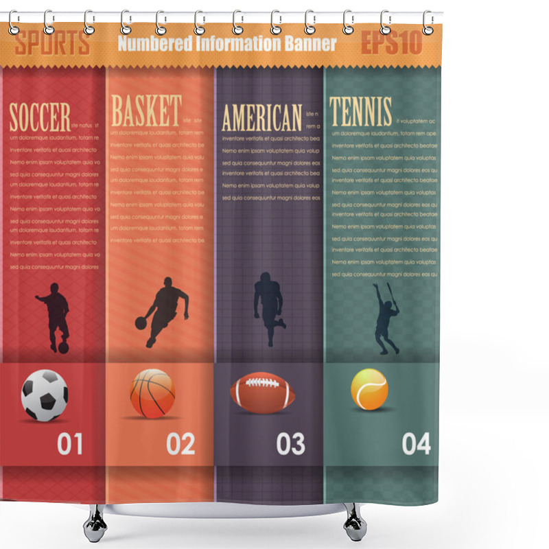 Personality  Vector Sports Background Number Options Banner & Card Vertical Style Shower Curtains