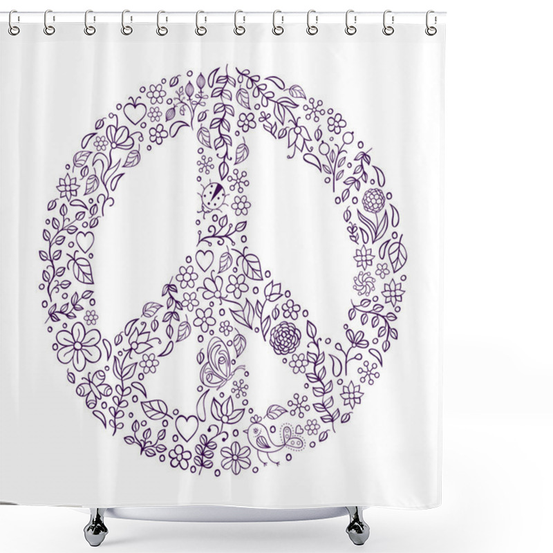 Personality  Peace Symbol On White Background Shower Curtains