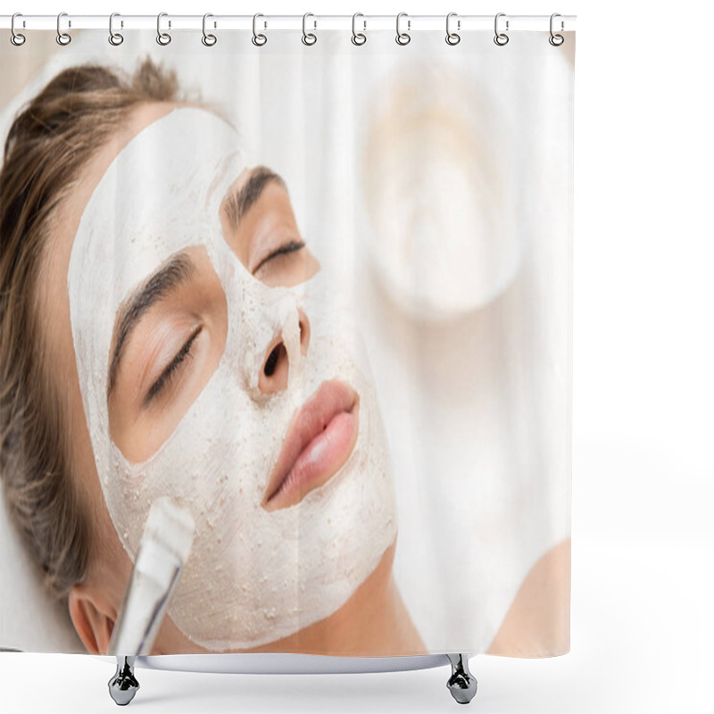 Personality  Cosmetologist Applying Facial Mask Shower Curtains