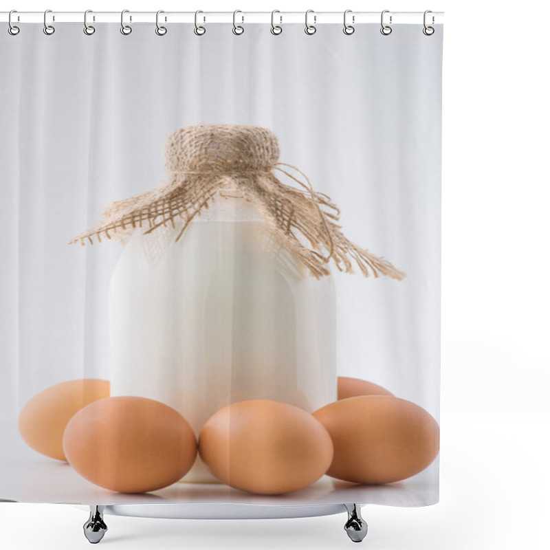 Personality  Bottle Of Milk And Eggs Shower Curtains