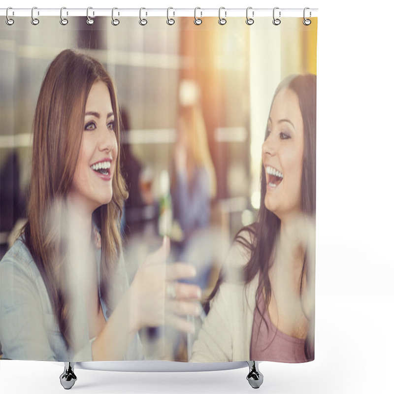 Personality  Two Women In Cafe Shower Curtains