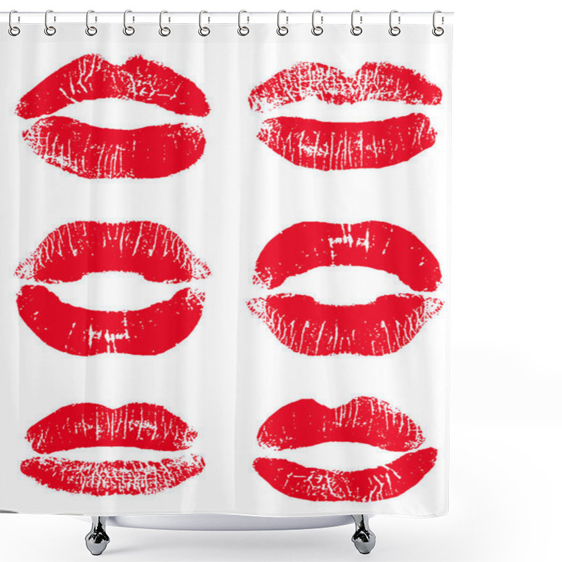 Personality  Print Of Red Lips. Vector Illustration On A White Background. EPS Shower Curtains