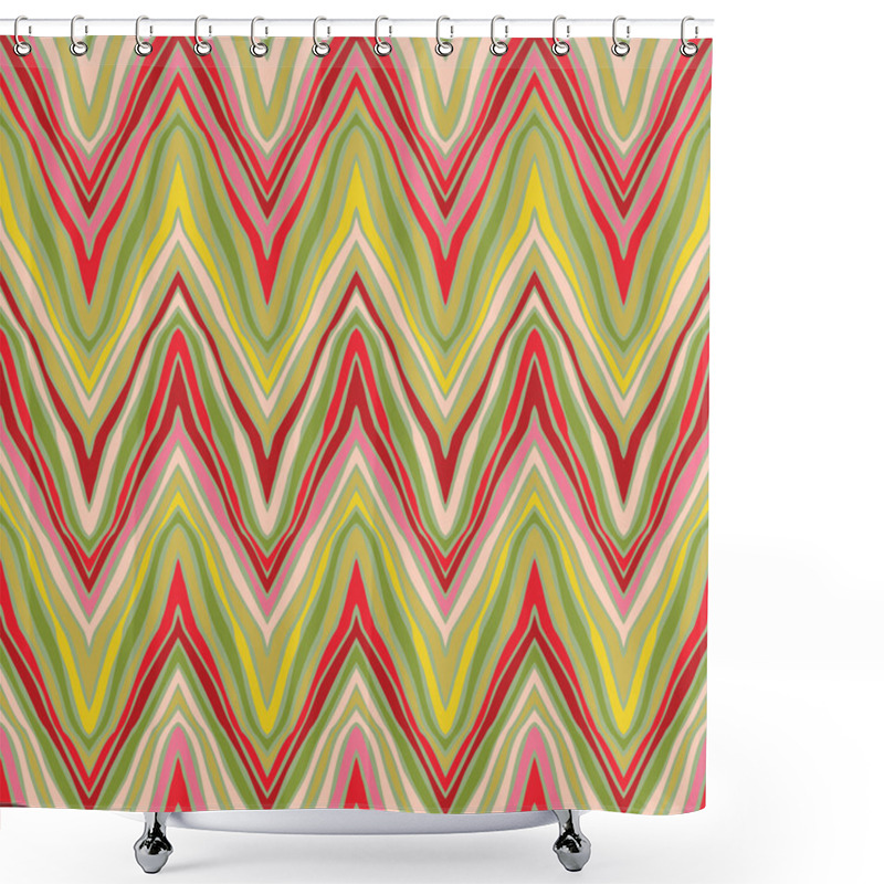 Personality  Psychedelic Linear Zigzag Pattern Shower Curtains