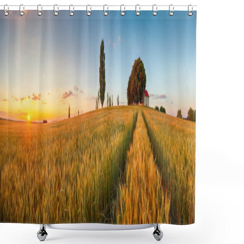 Personality  Summer Wheat Field Panorama Countryside, Agriculture Shower Curtains