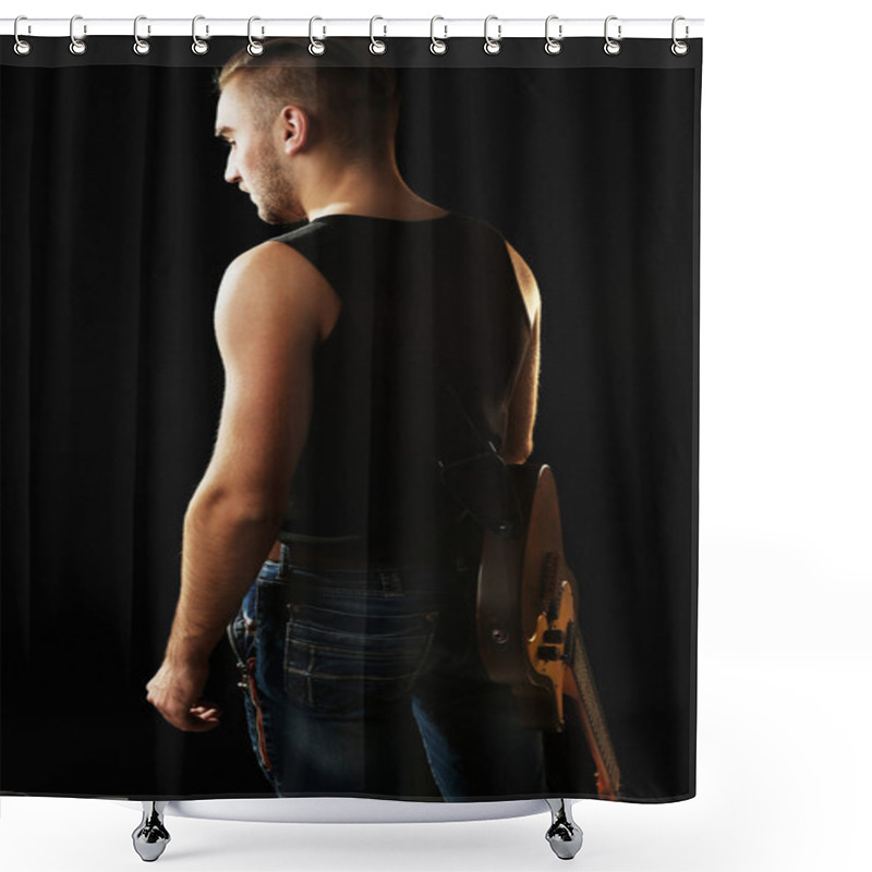 Personality  Young Man With Electric Guitar Shower Curtains