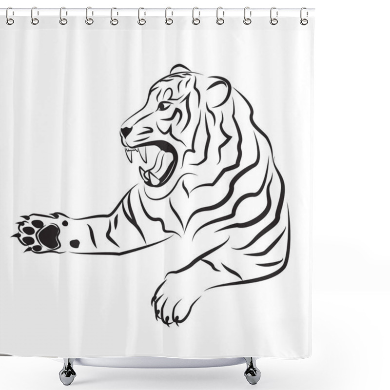 Personality  Angry Tiger. Sketch. Shower Curtains