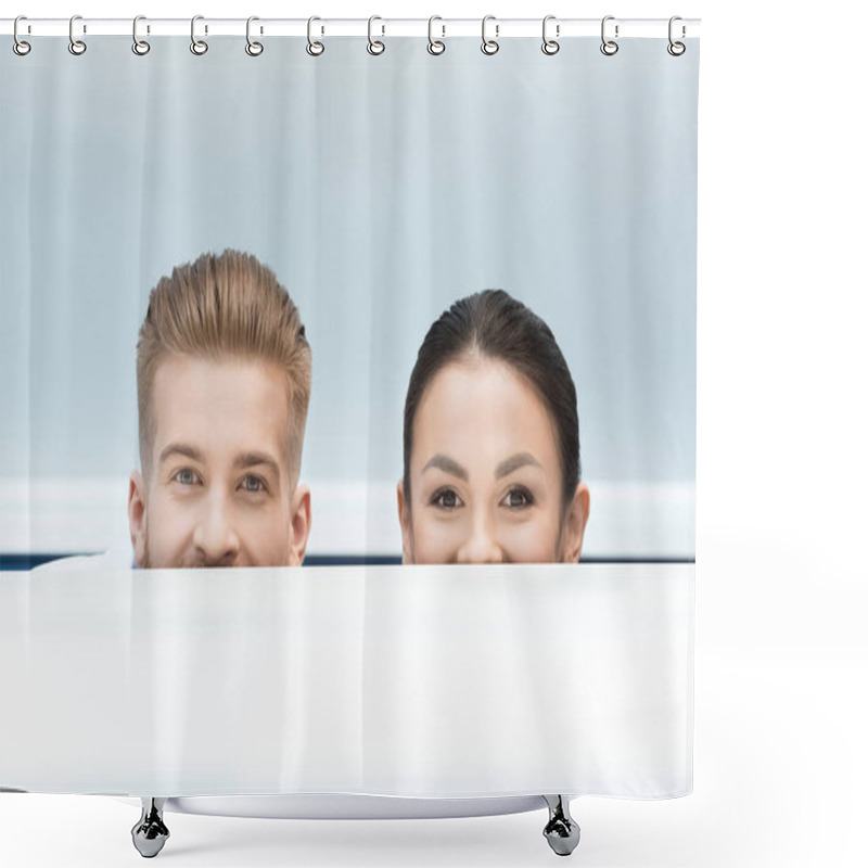 Personality  Scientists Hiding Behind Table Shower Curtains