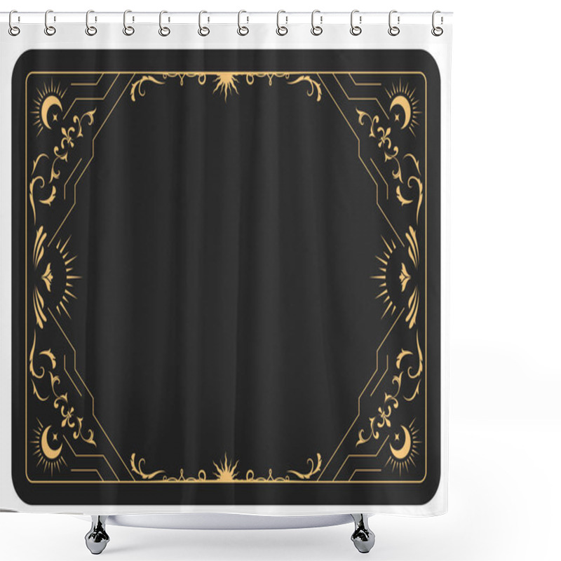 Personality  The Reverse Side Of A Tarot Cards Batch, Frame With Fancy Pattern, Esoteric And Mystic Border, Sorcery, Vector Shower Curtains