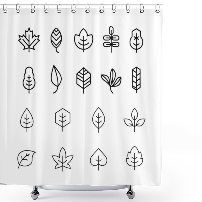 Personality  Leaf Icon Set White Background Leaves Icon Vector Set Isolated Shower Curtains