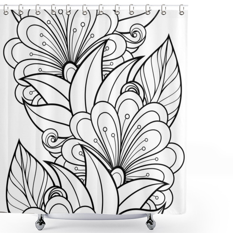 Personality  Seamless Abstract Monochrome Floral Pattern Shower Curtains