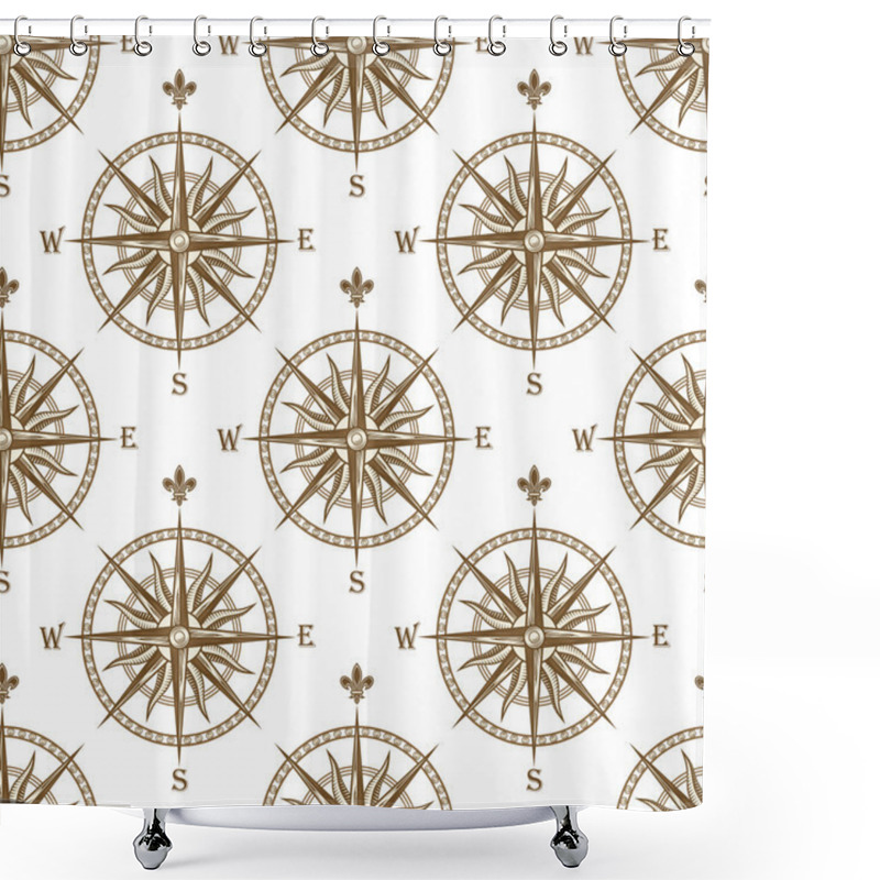 Personality  Compass Seamless Background Pattern Shower Curtains