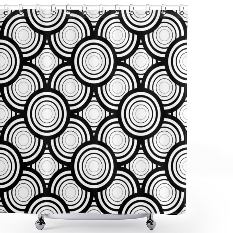 Personality  Seamless Black And White Geometric Vector Background, Simple Str Shower Curtains