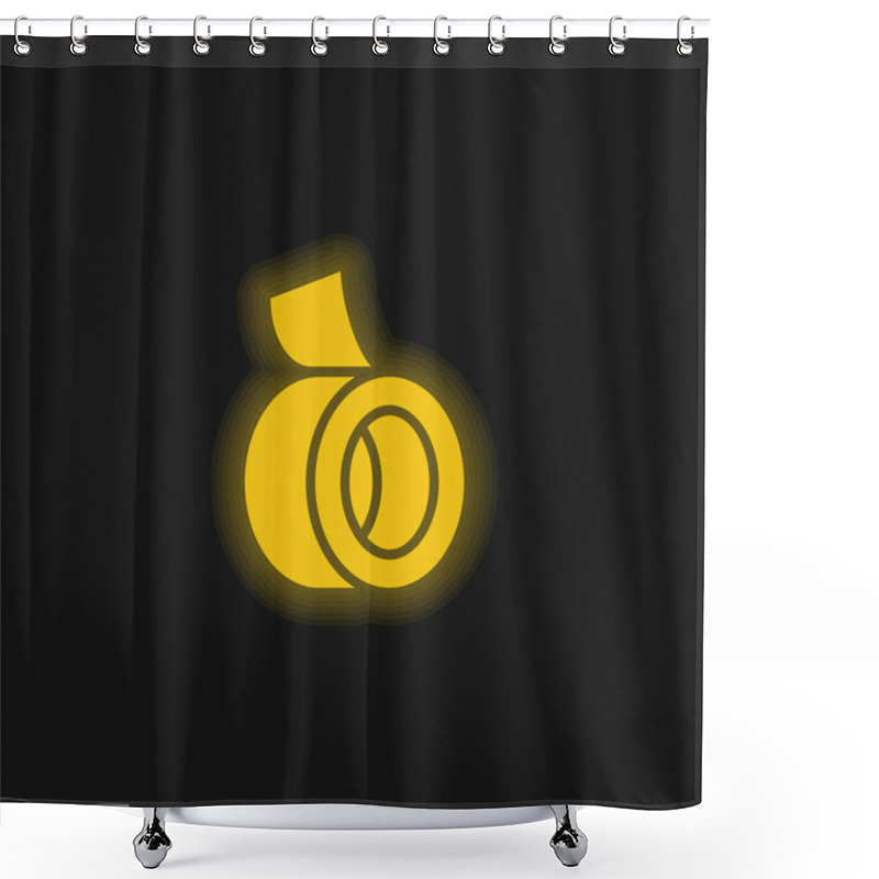 Personality  Adhesive Tape Yellow Glowing Neon Icon Shower Curtains