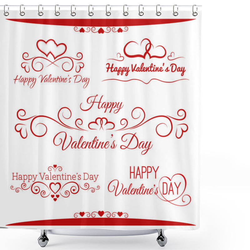 Personality  Set Of Calligraphic Greetings For Valentines Day Shower Curtains